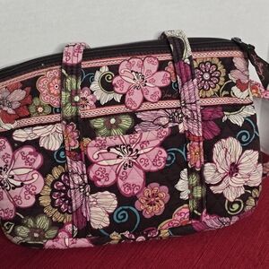 Vera Bradley Pink and Black Floral Shoulder Bag